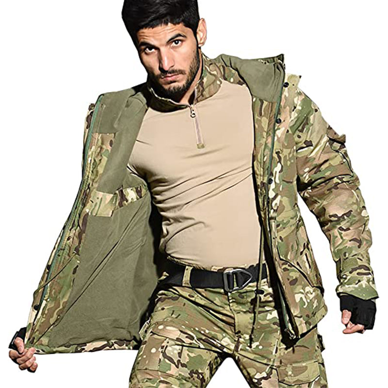 Jacket Coat Military Fleece Hooded with Style