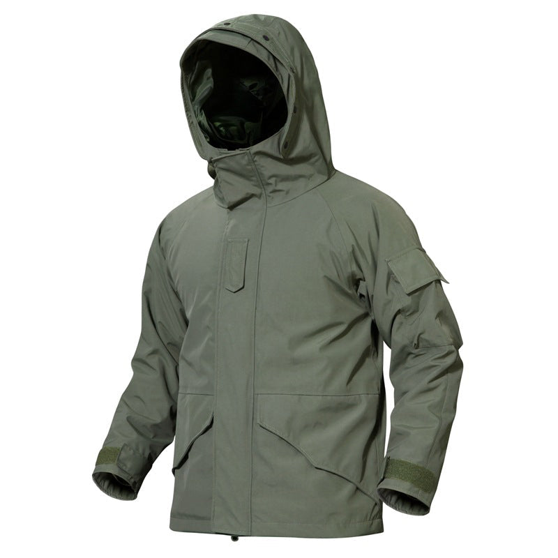 Tactical Jacket Coat Military Fleece Hooded Green Look