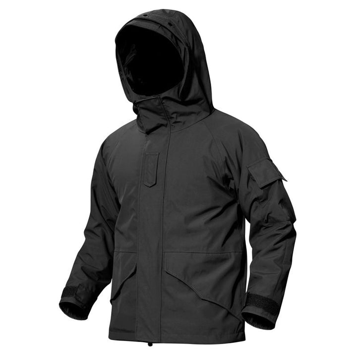 Jacket Coat Military Fleece Hooded Black