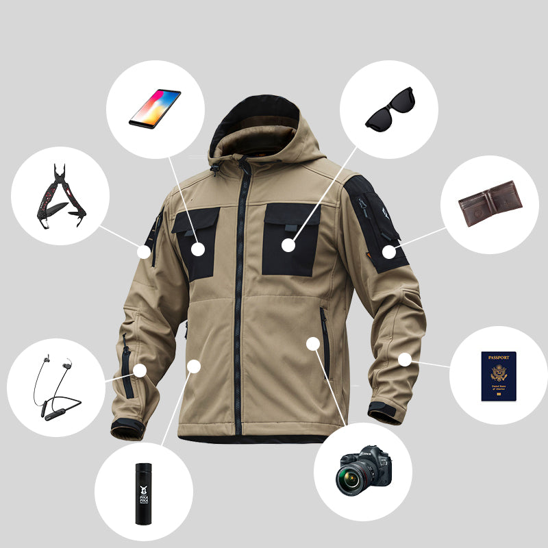 5-IN-1 Softshell Waterproof All Terrain Tactical Jacket pockets features