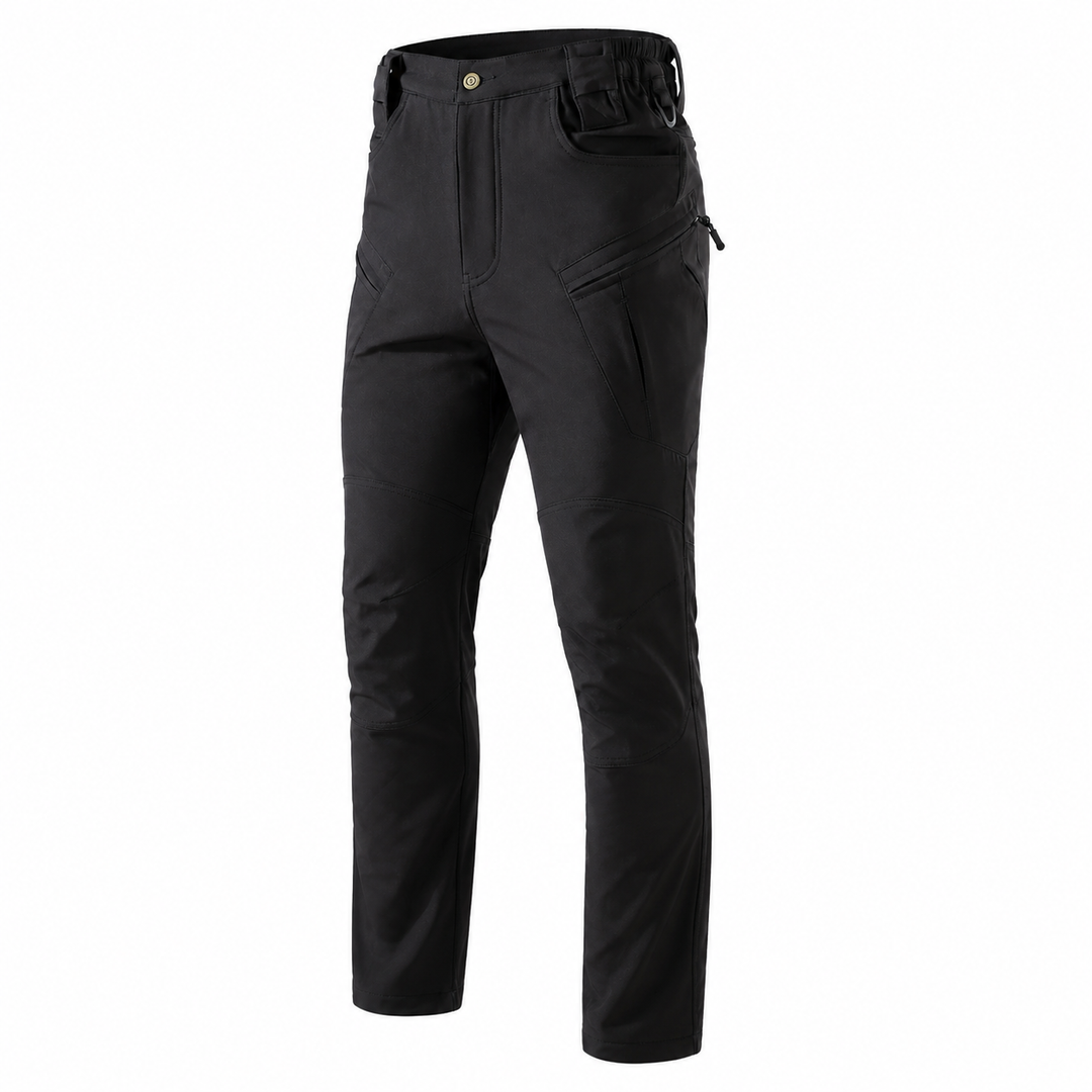 Men's fleece-lined hiking pants in Black, front view