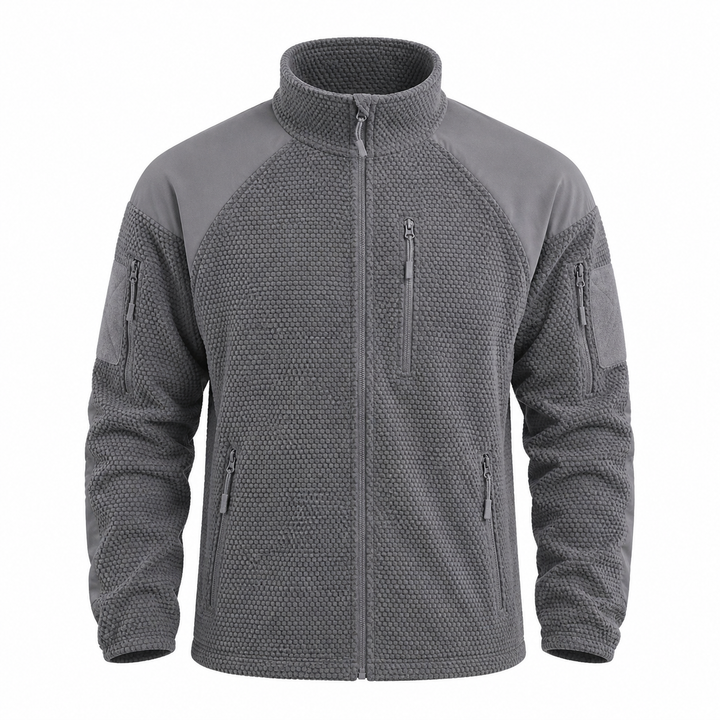 Men's grid fleece tactical jacket in Gray