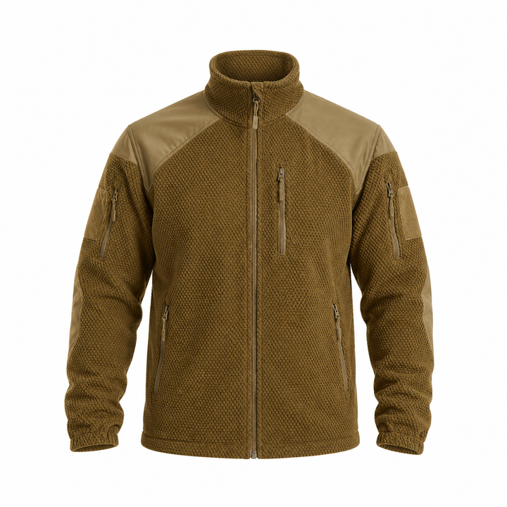 Men's grid fleece tactical jacket in Wolf Brown
