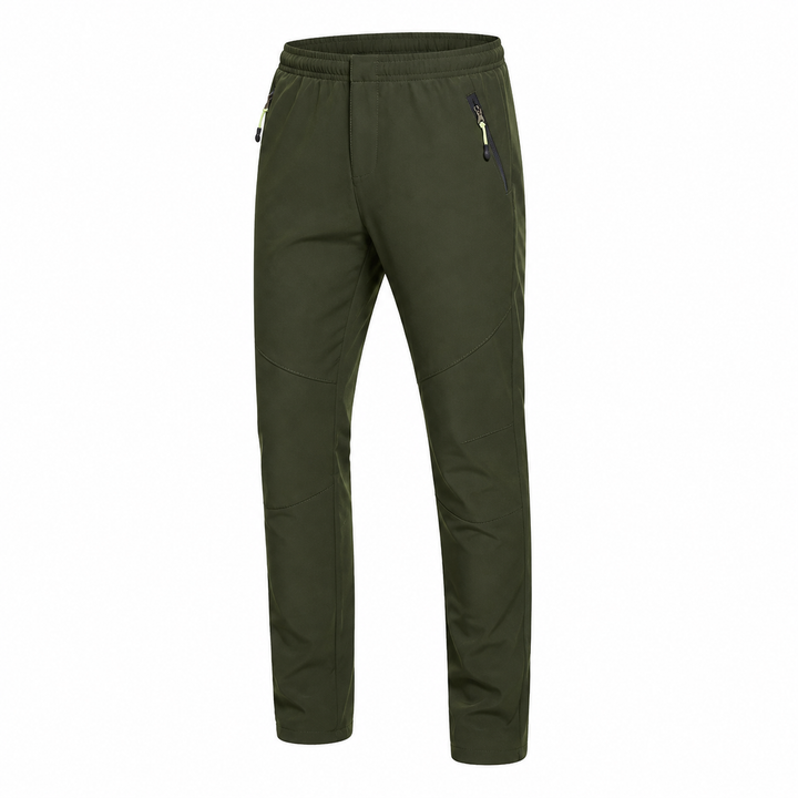 Men's fleece-lined hiking pants in Army Green