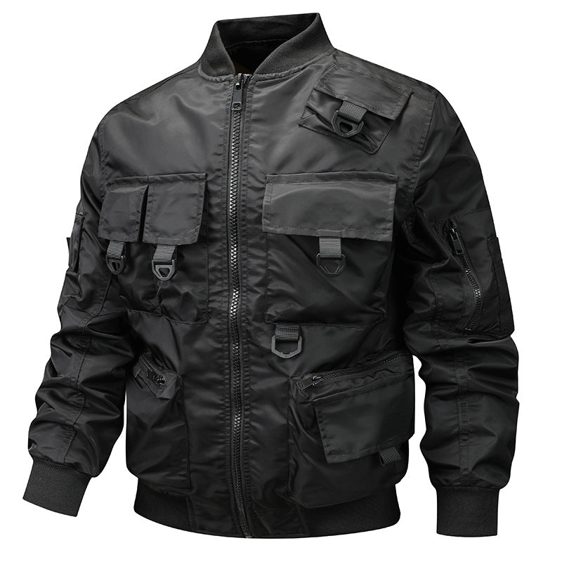 Men's Tactical Utility Bomber Jacket – Multi-Pocket Outdoor Work Coat