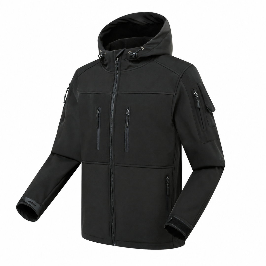 Men's Fleece-Lined Softshell Jacket – Hooded Outdoor Workwear Coat