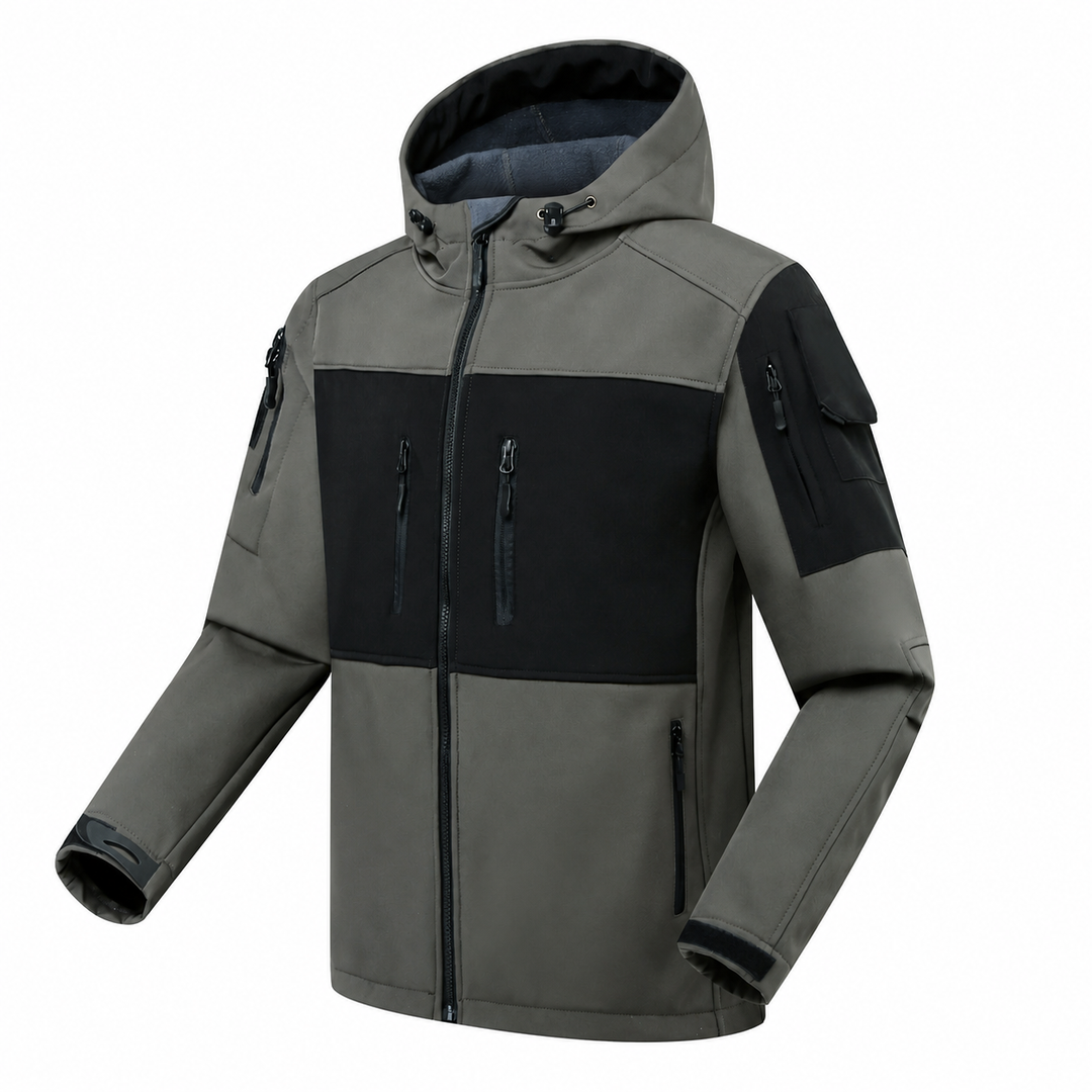 Men's Fleece-Lined Softshell Jacket – Hooded Outdoor Workwear Coat