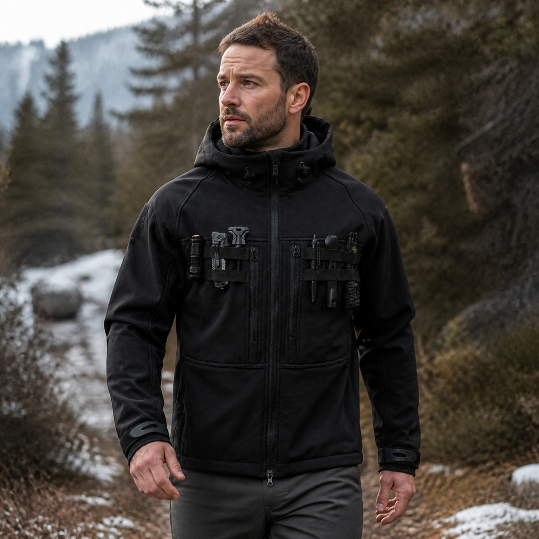 TWS Men’s Fleece-Lined Softshell Jacket – Windproof Hooded Outdoor Tactical Coat