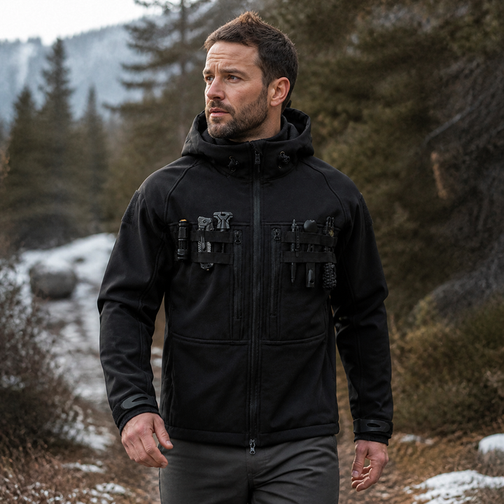 TWS Men’s Fleece-Lined Softshell Jacket – Windproof Hooded Outdoor Tactical Coat