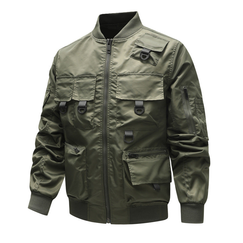Men's Tactical Utility Bomber Jacket – Multi-Pocket Outdoor Work Coat