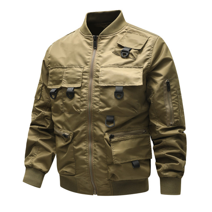 Men's Tactical Utility Bomber Jacket – Multi-Pocket Outdoor Work Coat