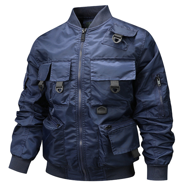 Men's Tactical Utility Bomber Jacket – Multi-Pocket Outdoor Work Coat