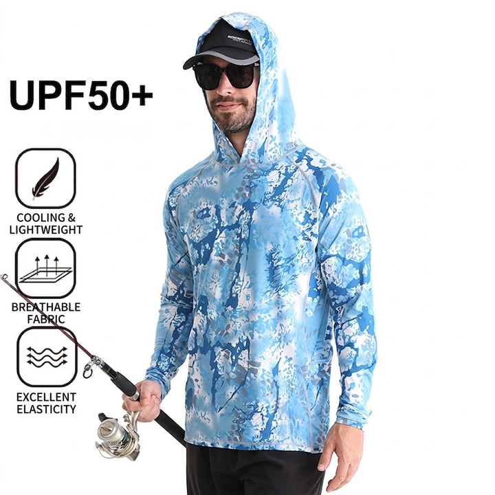 Men's Hooded UV Protection Lightweight Quick-Dry Stretch Fishing Shirt