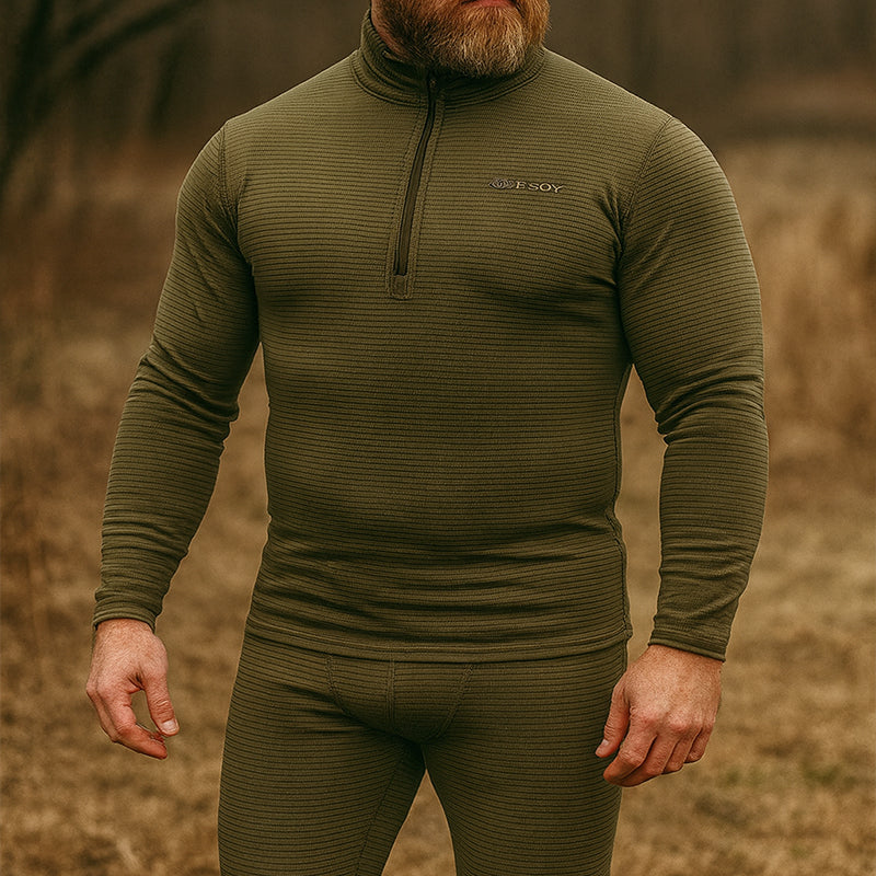 Men's Warm Fleece Underwear Tactical Sports Shapewear Set