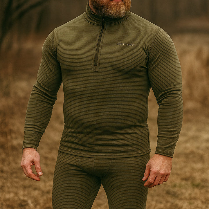 Men's Warm Fleece Underwear Tactical Sports Shapewear Set