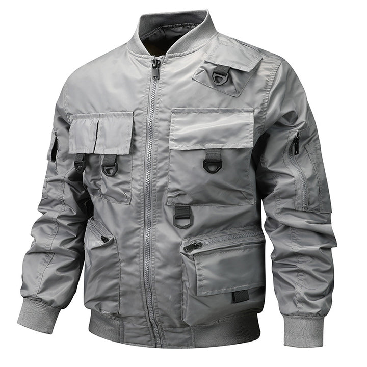 Men's Tactical Utility Bomber Jacket – Multi-Pocket Outdoor Work Coat
