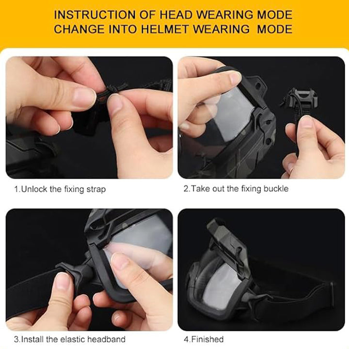 TWS Anti Fog Tactical 2 Modes Protection Goggles & Glasses