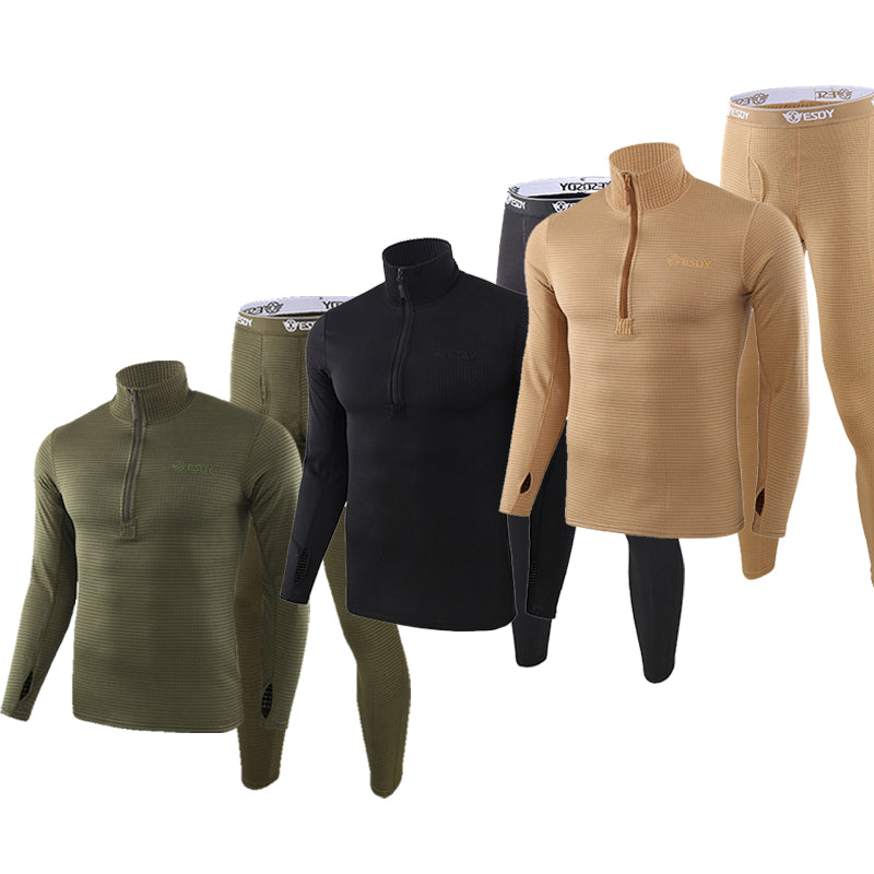 Men's Warm Fleece Underwear Tactical Sports Shapewear Set