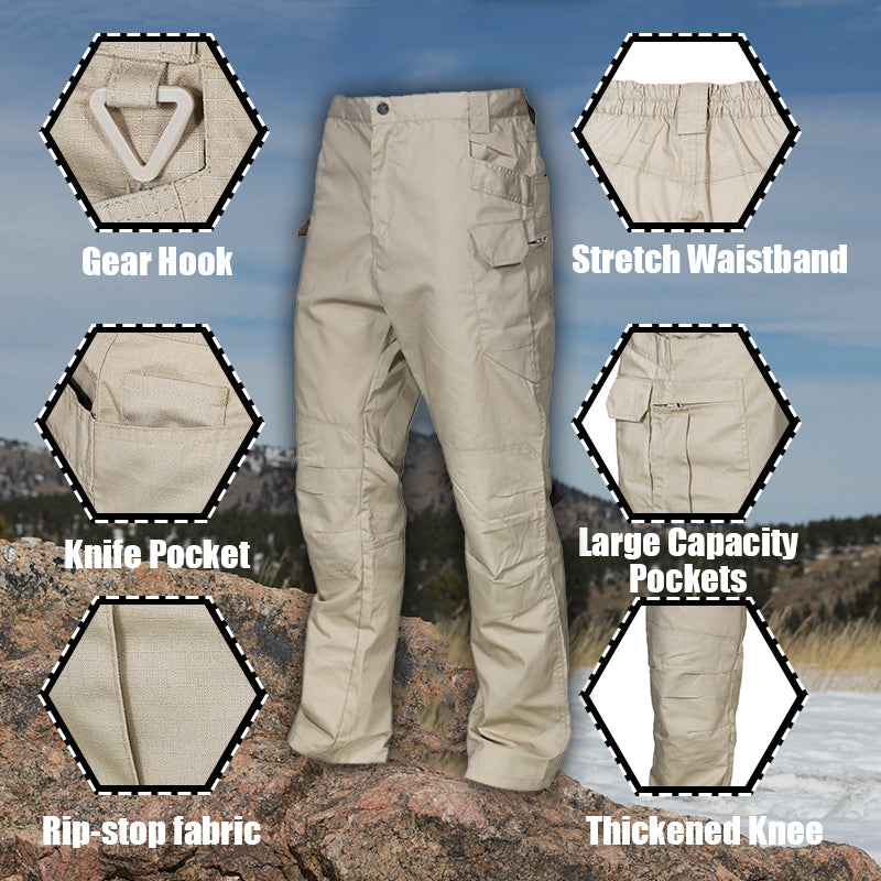 Men's Scout Water Resistant Ripstop Tactical Cargo Pants Khaki