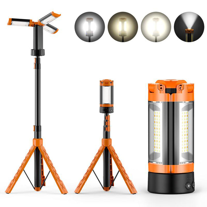 Rechargeable 9000mAh Camping Light with Adjustable Tripod, 2600 Lumens Cordless Work and Emergency Lamp