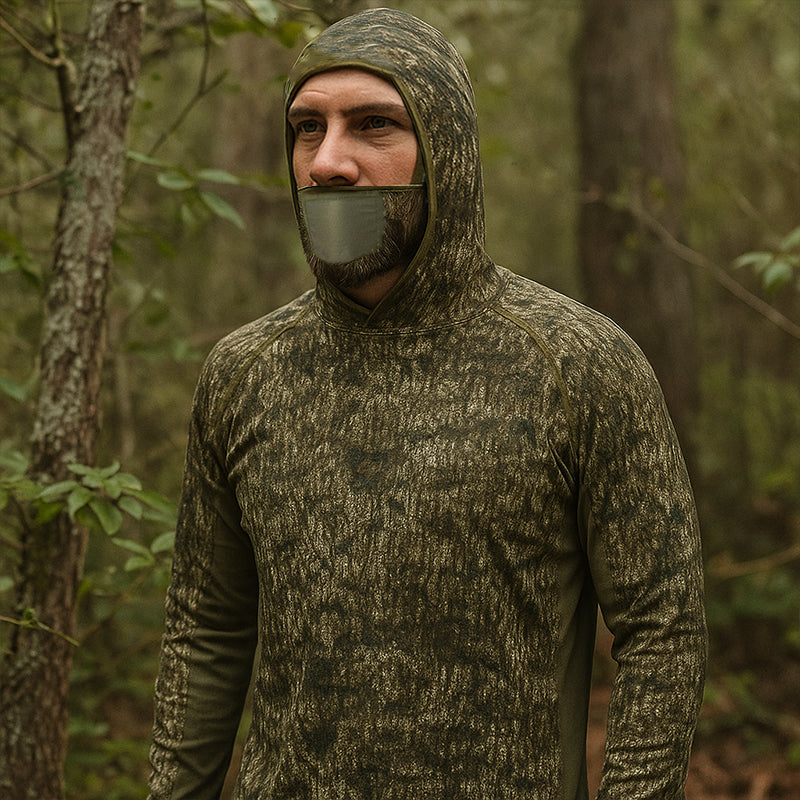 TWS UPF 50+Men's Hunting Shirts with Mask Long Sleeve Camo Fishing Hoodie