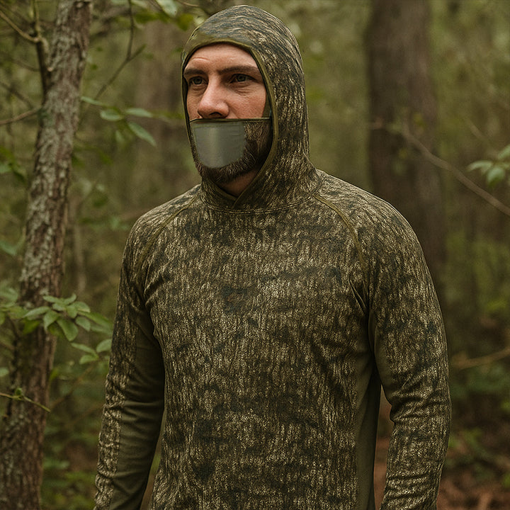 TWS UPF 50+Men's Hunting Shirts with Mask Long Sleeve Camo Fishing Hoodie