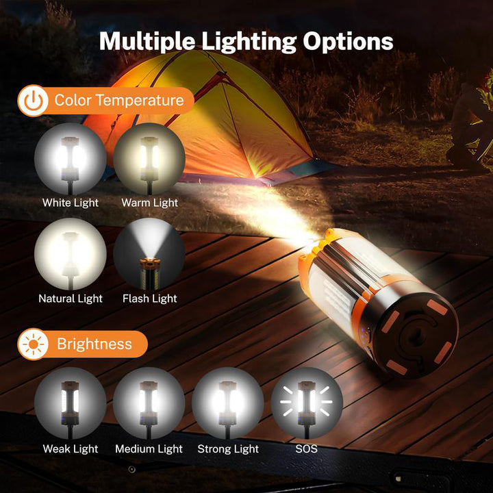 Rechargeable 9000mAh Camping Light with Adjustable Tripod, 2600 Lumens Cordless Work and Emergency Lamp