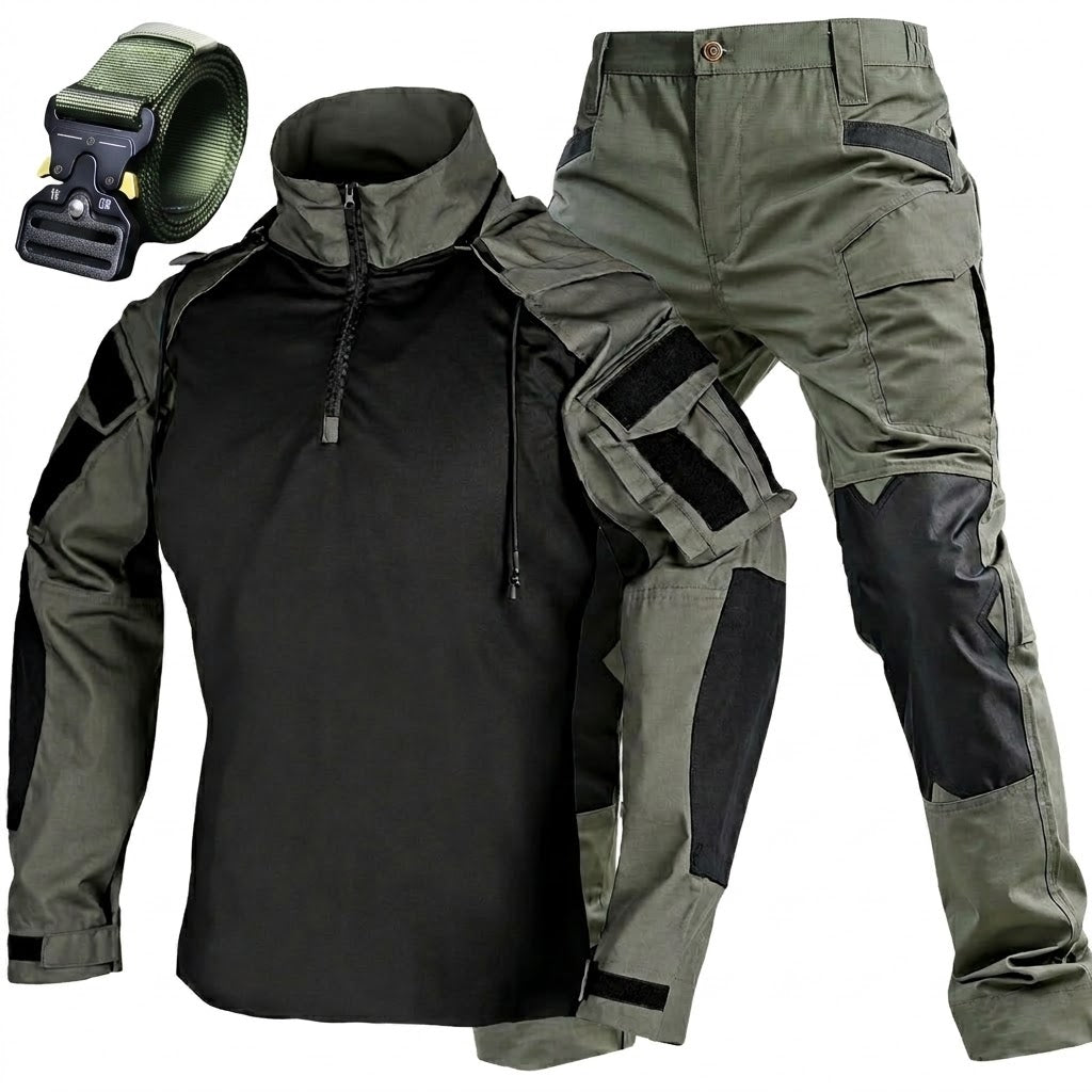 Men’s 3-Piece Tactical Combat Uniform Set – Combat Shirt, Tactical Pants & Belt