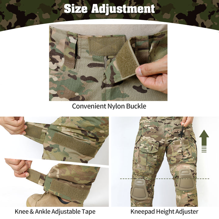 G3 Pro Combat Pants with Knee Pads Rip-Stop Tactical Pants Camouflage