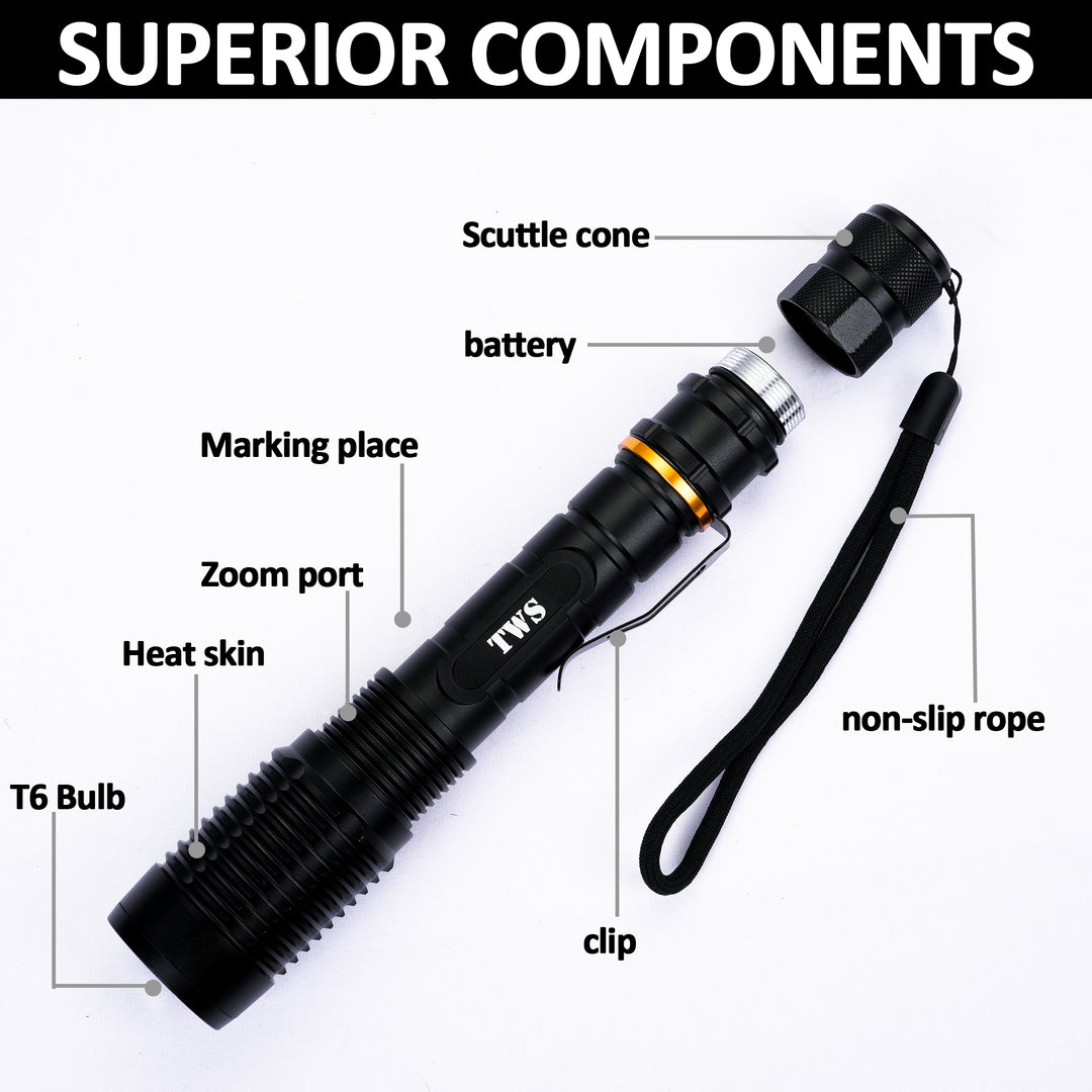 X6 Lightweight Spotlight Rechargeable Tactical LED Flashlight