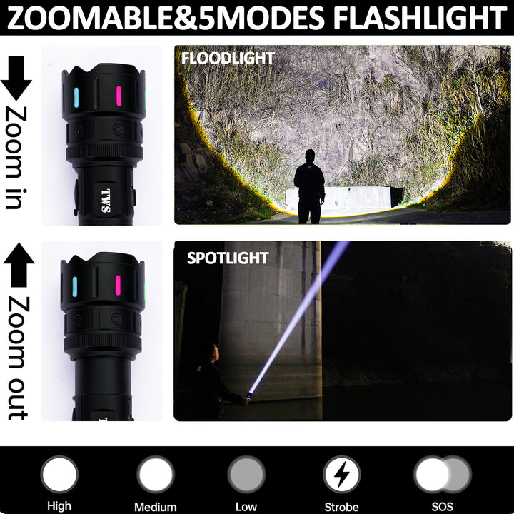 A09 Outdoor Spotlight Rechargeable Tactical LED Flashlight