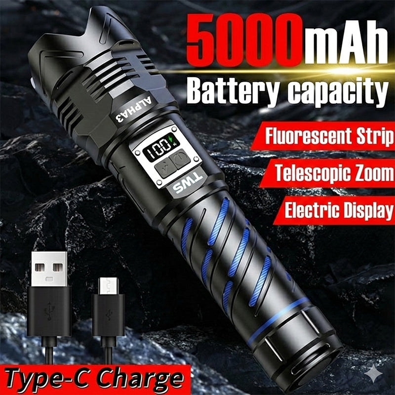 TWS ALPHA3 Tactical 2000 Lumen Rechargeable Flashlight