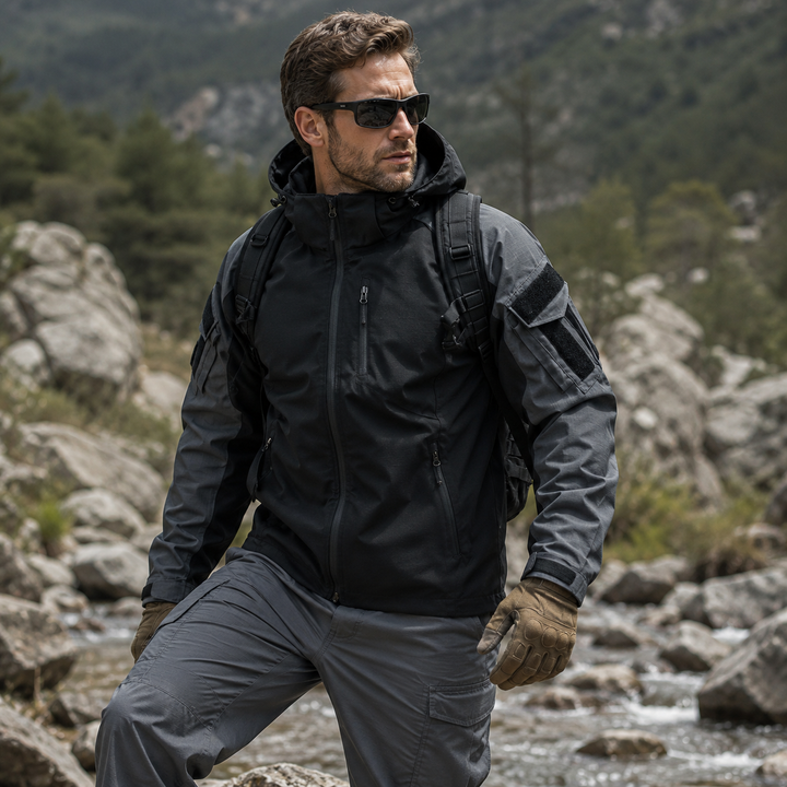 Men's Tactical Hooded Waterproof Jacket – Outdoor Utility Windbreaker