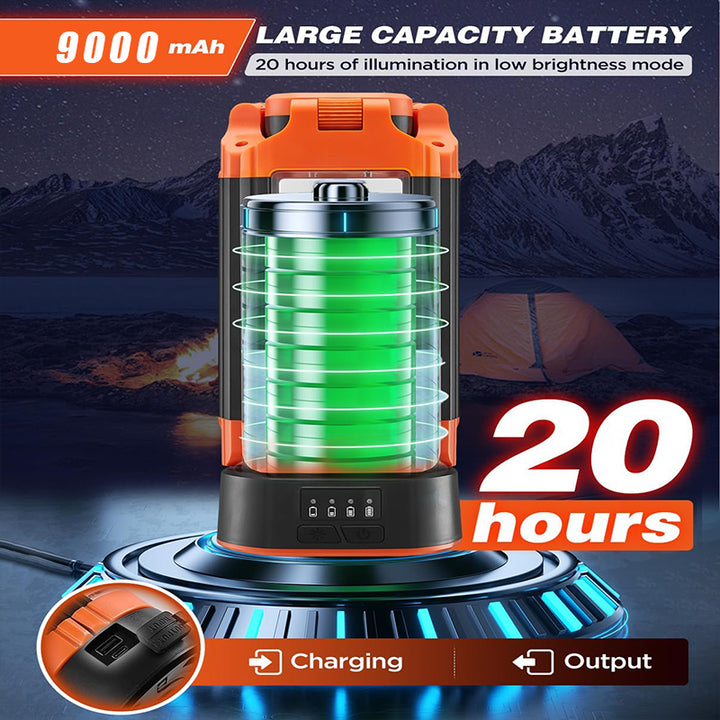 Rechargeable 9000mAh Camping Light with Adjustable Tripod, 2600 Lumens Cordless Work and Emergency Lamp