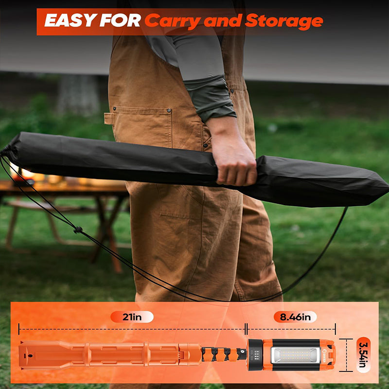Rechargeable 9000mAh Camping Light with Adjustable Tripod, 2600 Lumens Cordless Work and Emergency Lamp