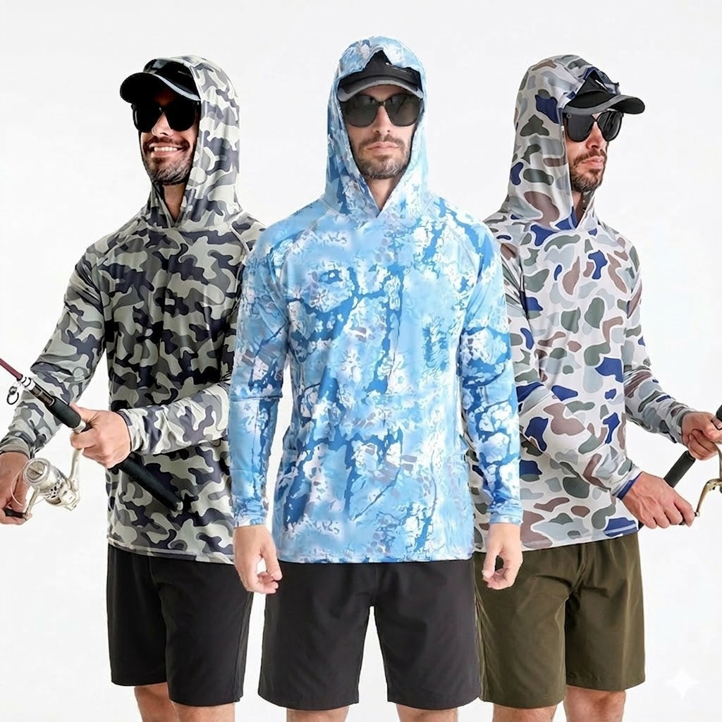 Men's Hooded UV Protection Lightweight Quick-Dry Stretch Fishing Shirt