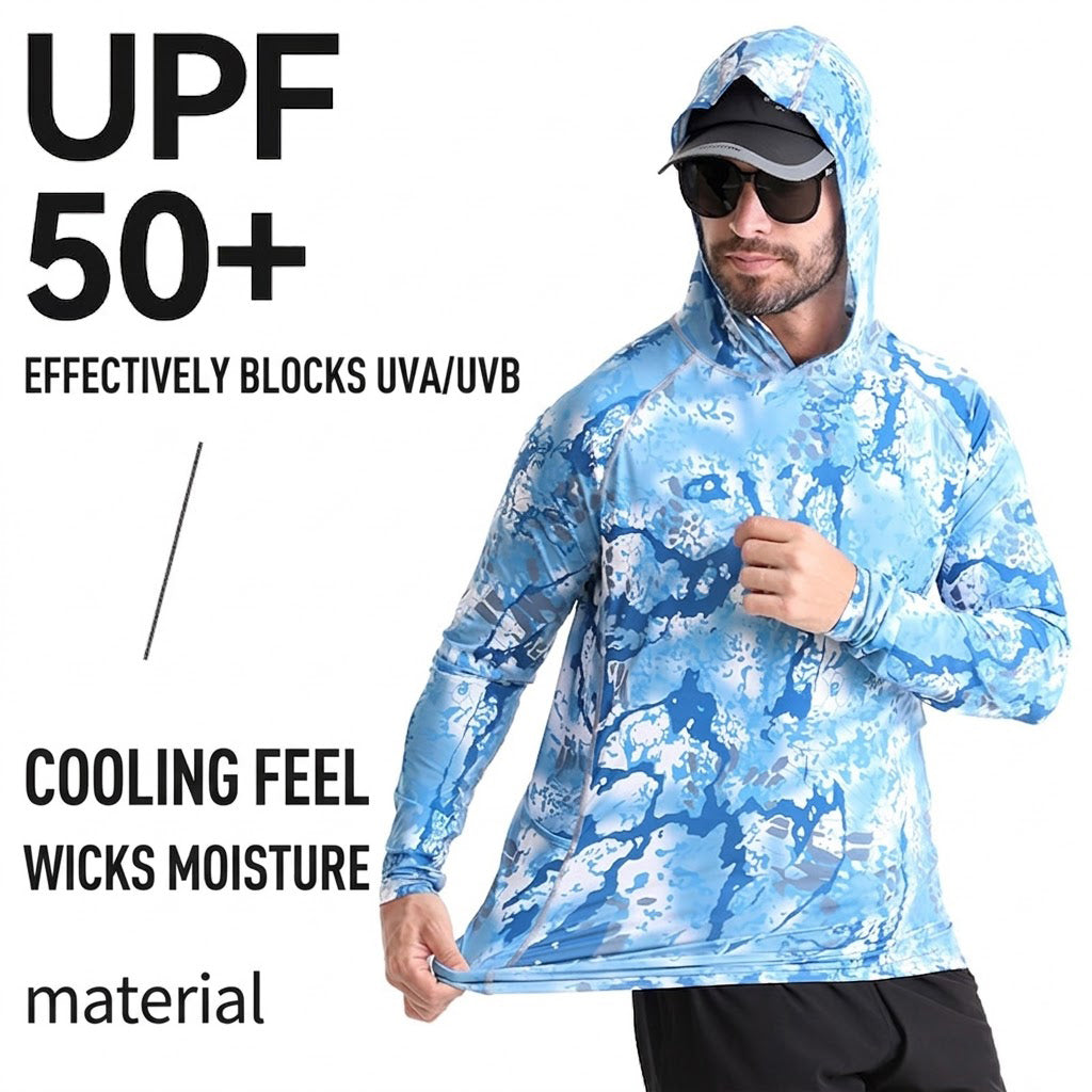Men's Hooded UV Protection Lightweight Quick-Dry Stretch Fishing Shirt