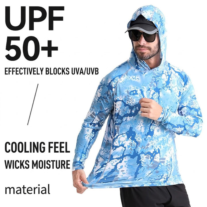 Men's Hooded UV Protection Lightweight Quick-Dry Stretch Fishing Shirt