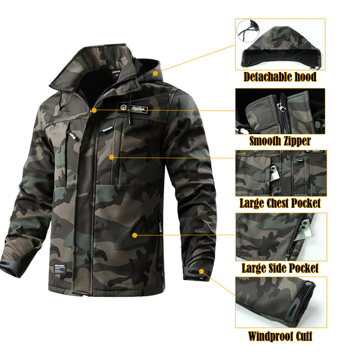 Men's Softshell Fleece-Lined Clothing Suit Waterproof Tactical Uniform