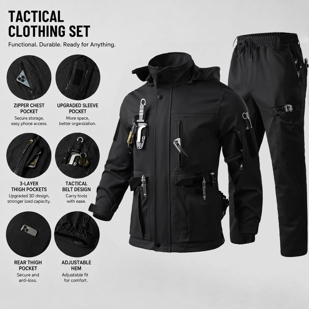 Men's Jacket & Cargo Pants Set Tactical Uniform – Multi-Pocket Windproof Workwear Outfit