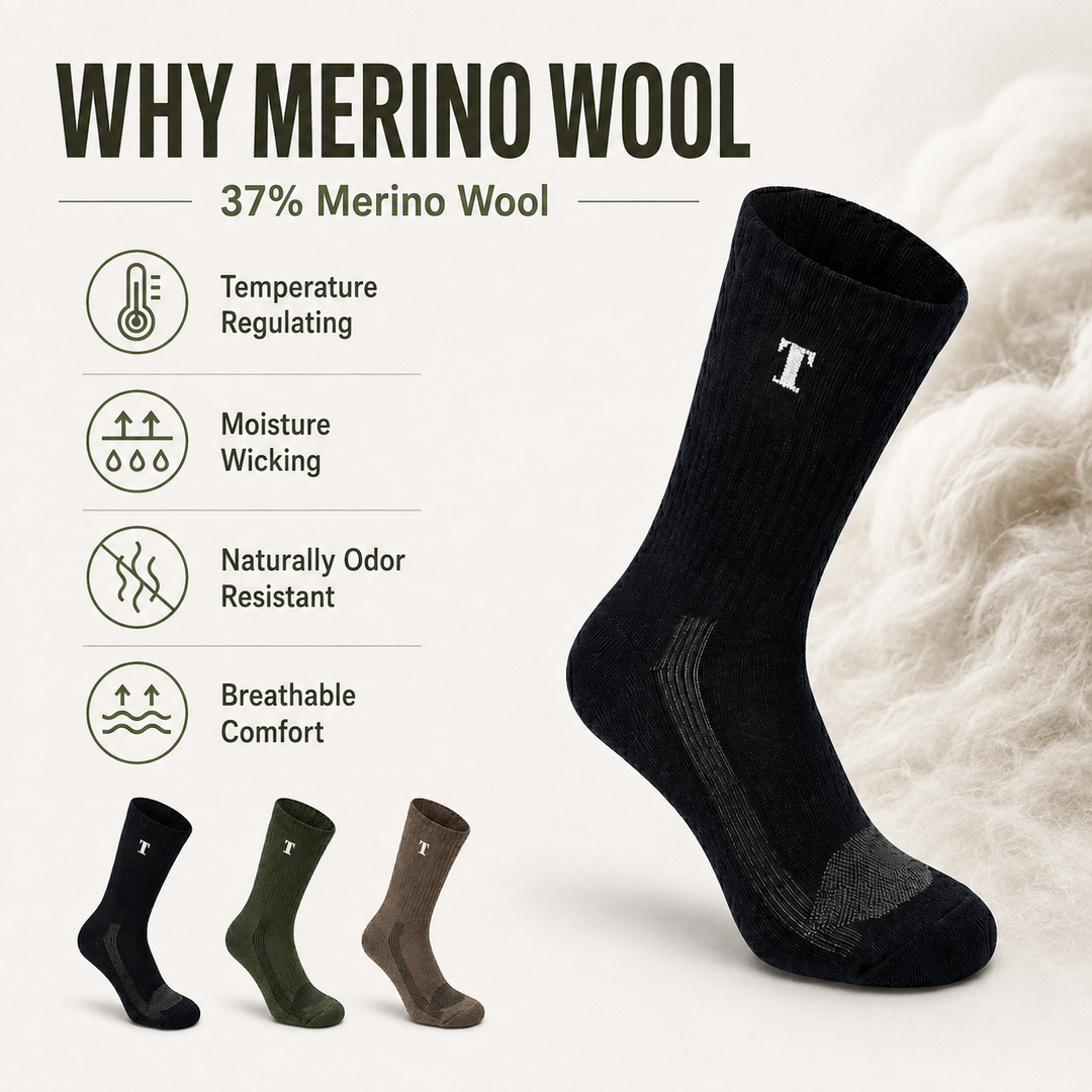 TWS Merino Wool Boot Socks – Hiking, Work & Tactical