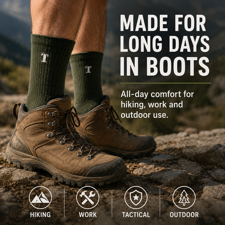 TWS Merino Wool Boot Socks – Hiking, Work & Tactical