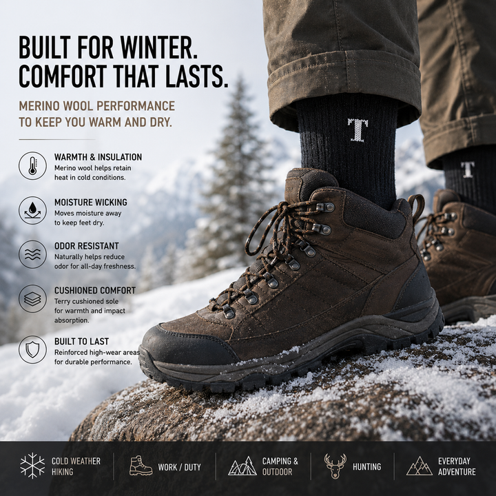 TWS Merino Wool Boot Socks – Hiking, Work & Tactical