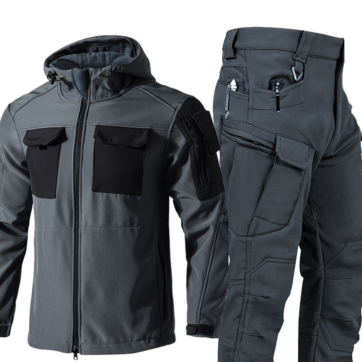 TWS StormGuard Men’s Tactical Softshell Fleece-lined Jacket & Pants Set for Winter