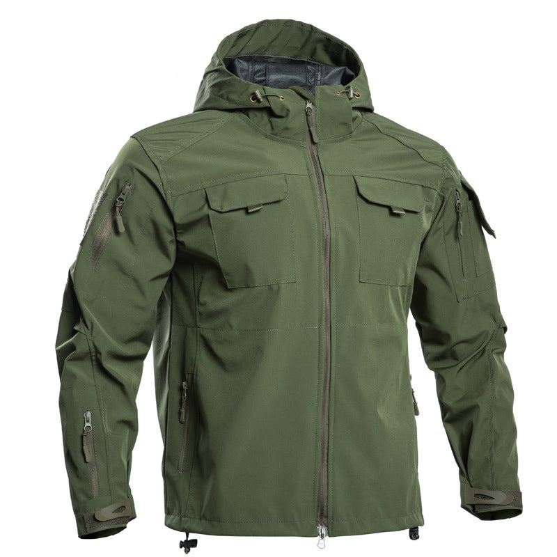 Men’s Lightweight Hooded Tactical Jacket – Multi-Pocket Outdoor Windbreaker