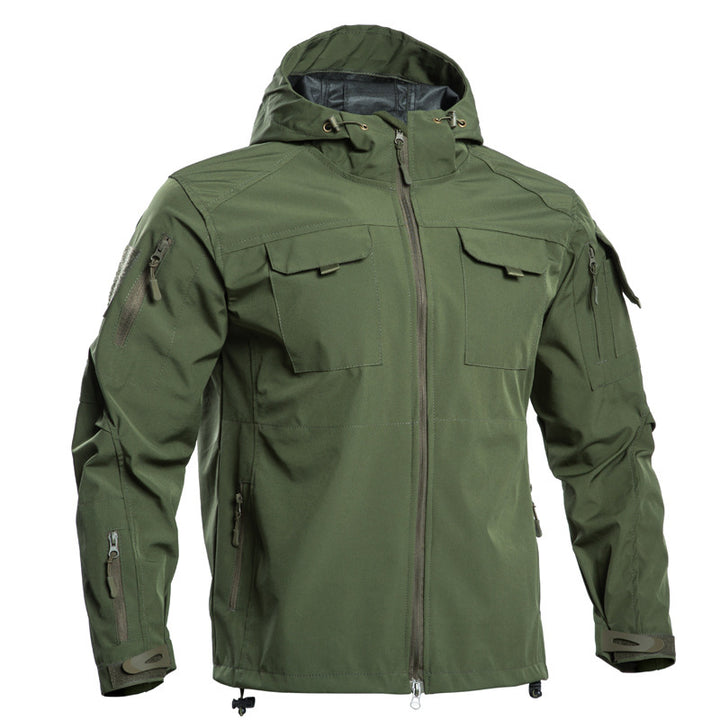 Men’s Lightweight Hooded Tactical Jacket – Multi-Pocket Outdoor Windbreaker