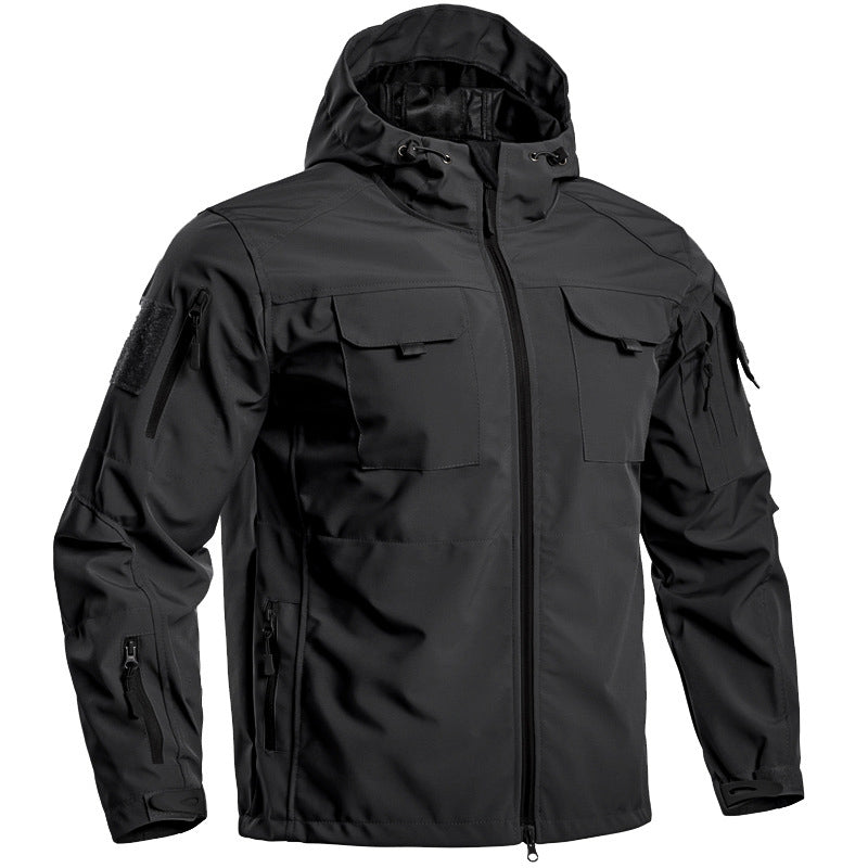 Men’s Lightweight Hooded Tactical Jacket – Multi-Pocket Outdoor Windbreaker