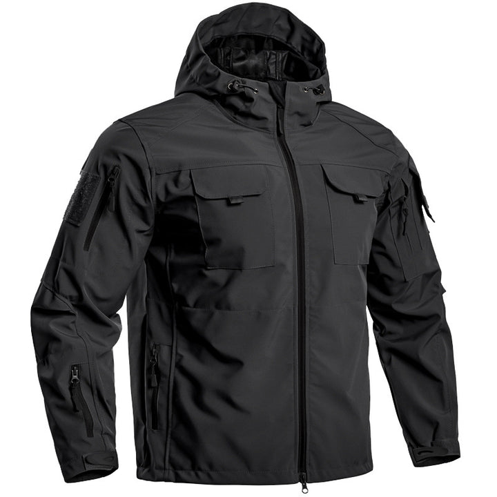 Men’s Lightweight Hooded Tactical Jacket – Multi-Pocket Outdoor Windbreaker