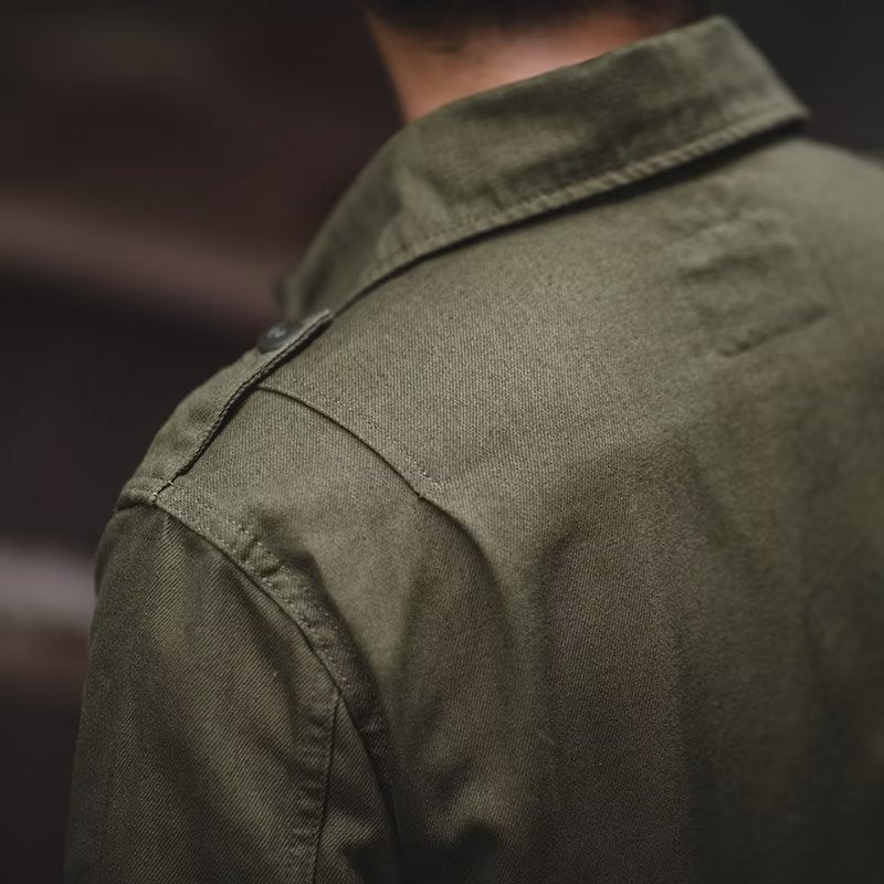 Men's Vintage Military-Inspired Utility Jacket – Lightweight Outdoor Work Jacket
