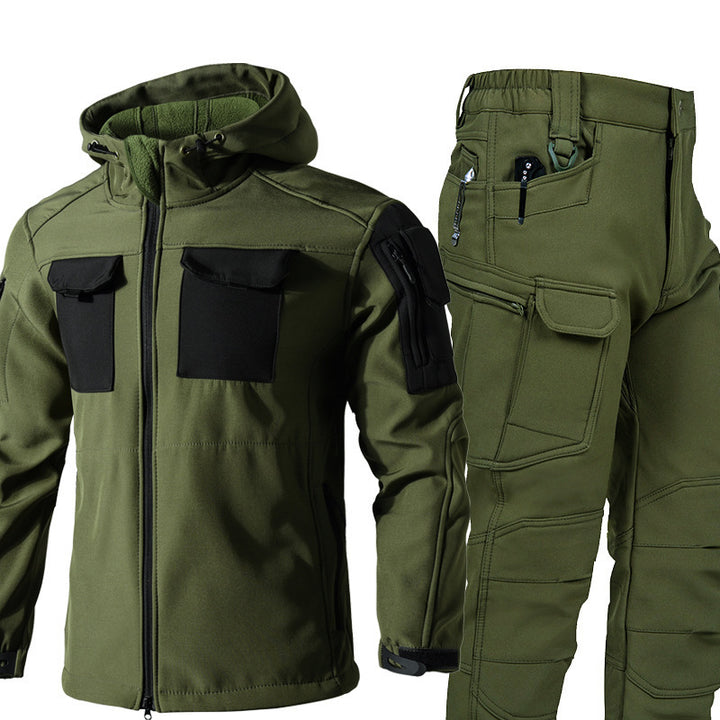 TWS StormGuard Men’s Tactical Softshell Fleece-lined Jacket & Pants Set for Winter